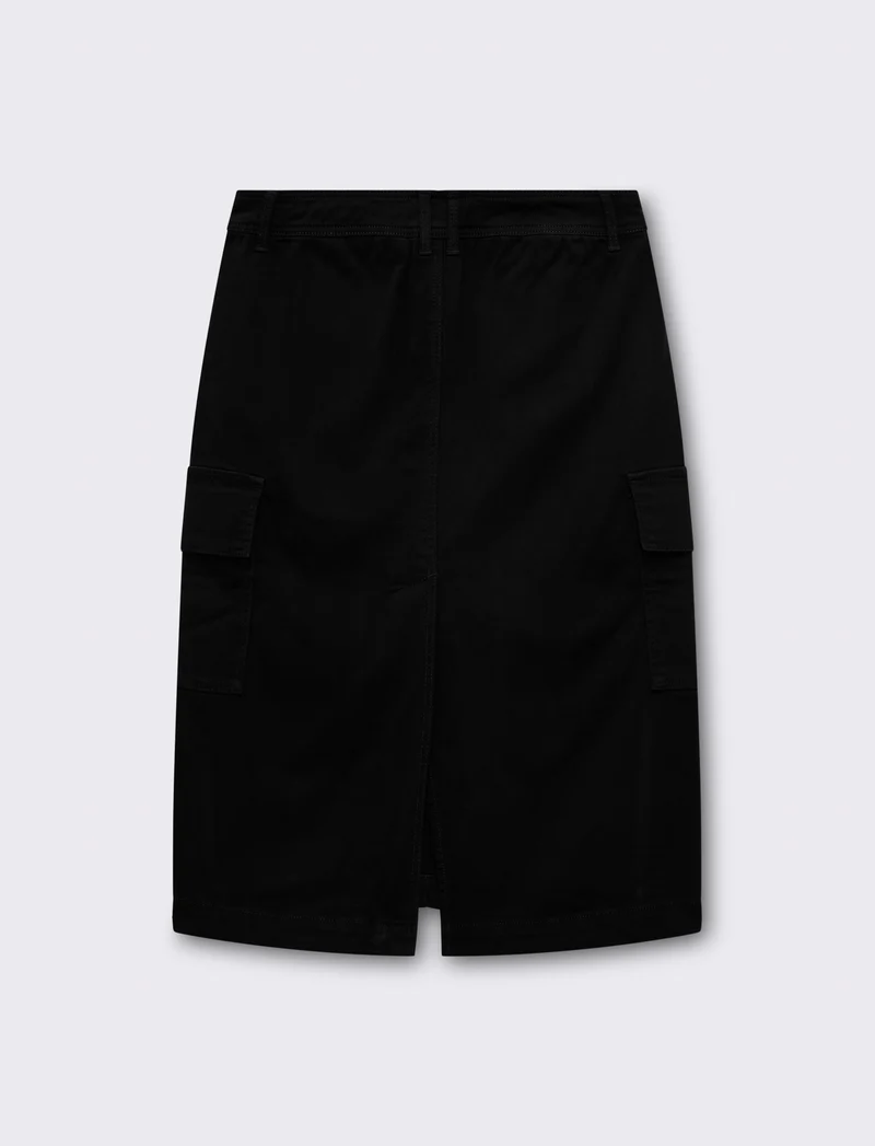 Gonna longuette con tasche da donna - Nero