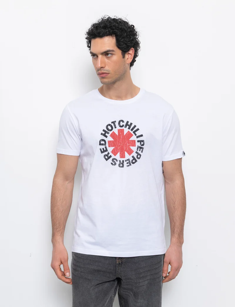 T-shirt stampa red hot chili peppers da uomo - Bianco