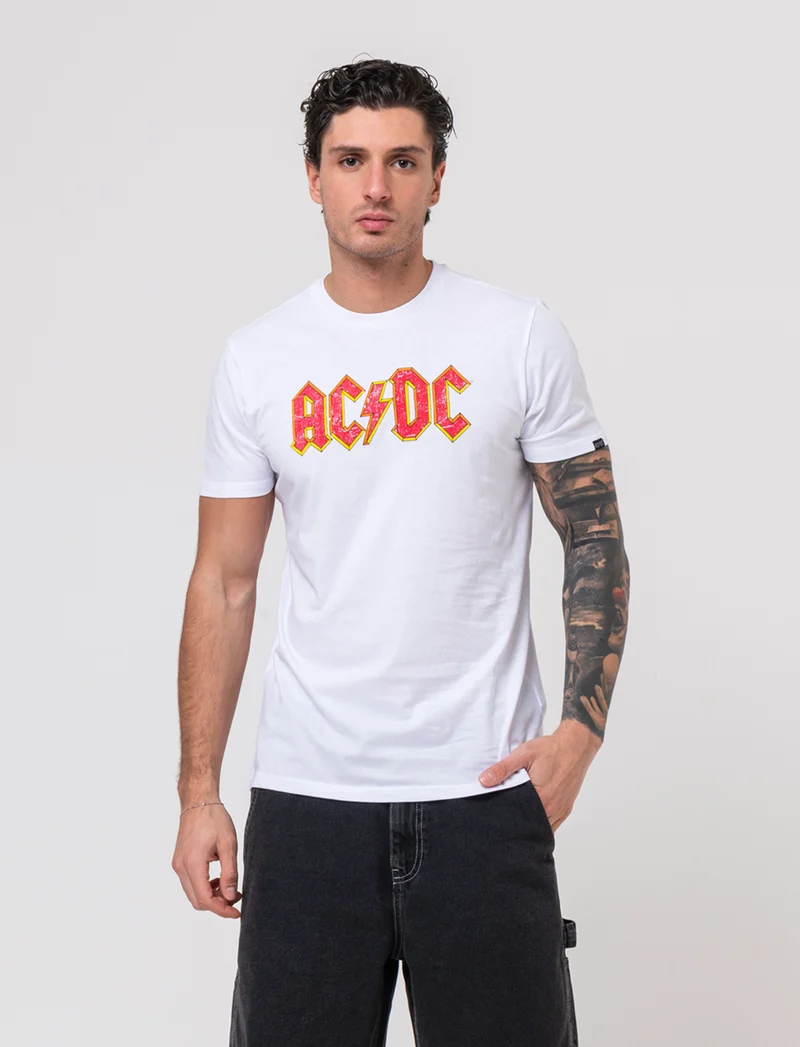 T-shirt stampa acdc da uomo - Bianco