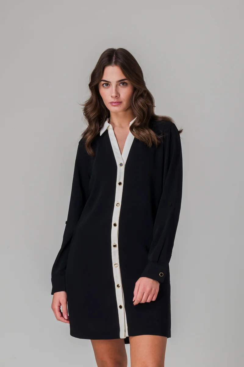 Vestito chemisier corto da donna - Nero