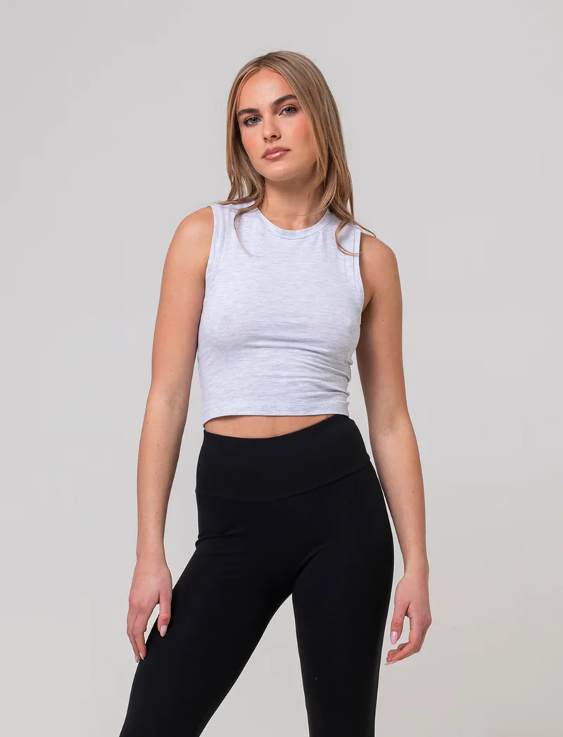 Top canottiera crop da donna - Grigio chiaro