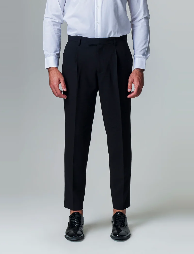 Pantaloni struttura micro waffel da completo da uomo - Nero