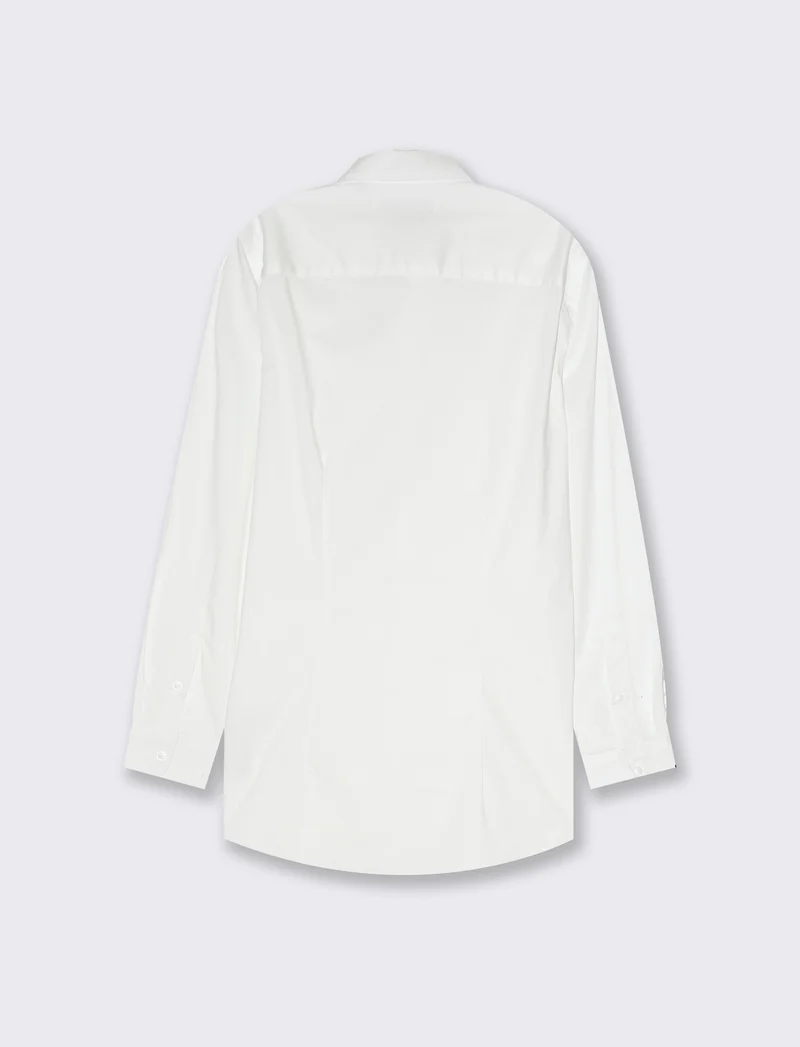 Camicia in popeline elasticizzata slim fit da uomo - Bianco