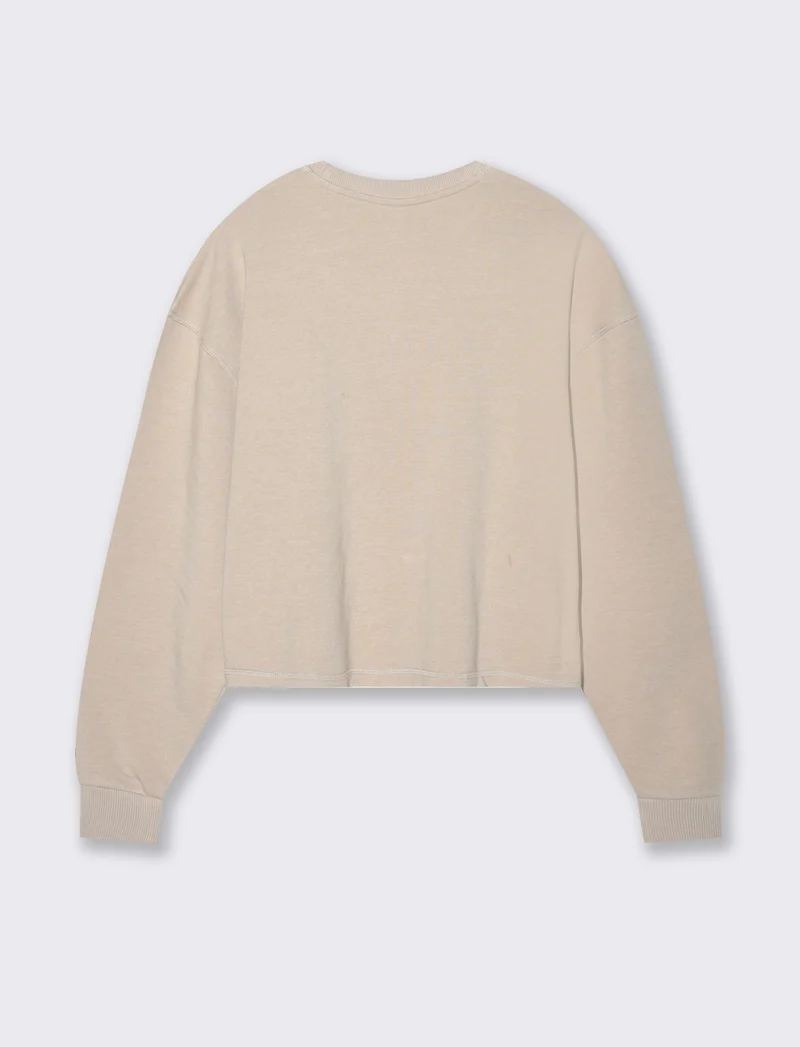 Felpa girocollo manica lunga da donna - Beige grano
