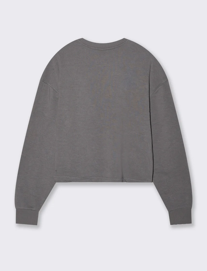 Felpa girocollo manica lunga da donna - Grigio piombo