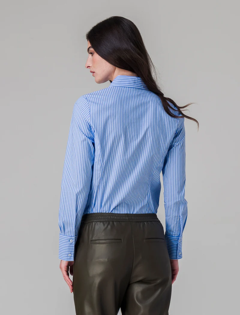 Camicia in tela elastica da donna - Celeste