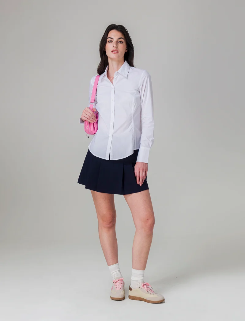 Camicia in tela elastica da donna - Bianco