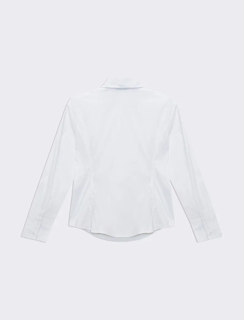 Camicia in tela elastica da donna - Bianco