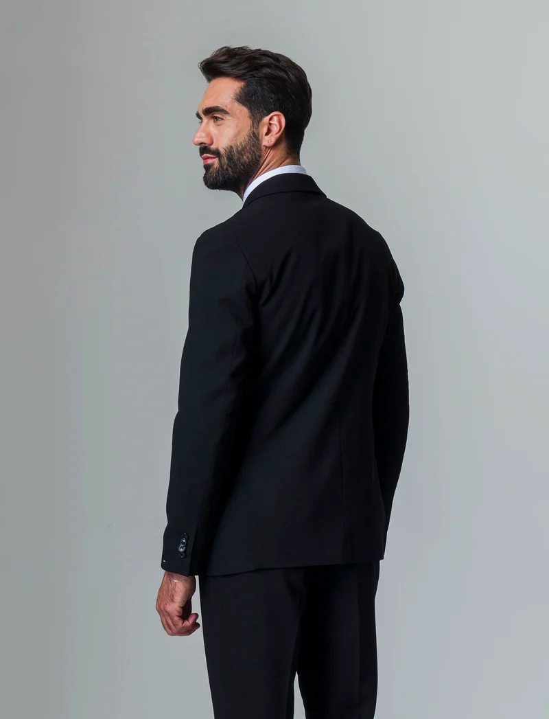 Blazer struttura micro waffel da completo da uomo - Blu
