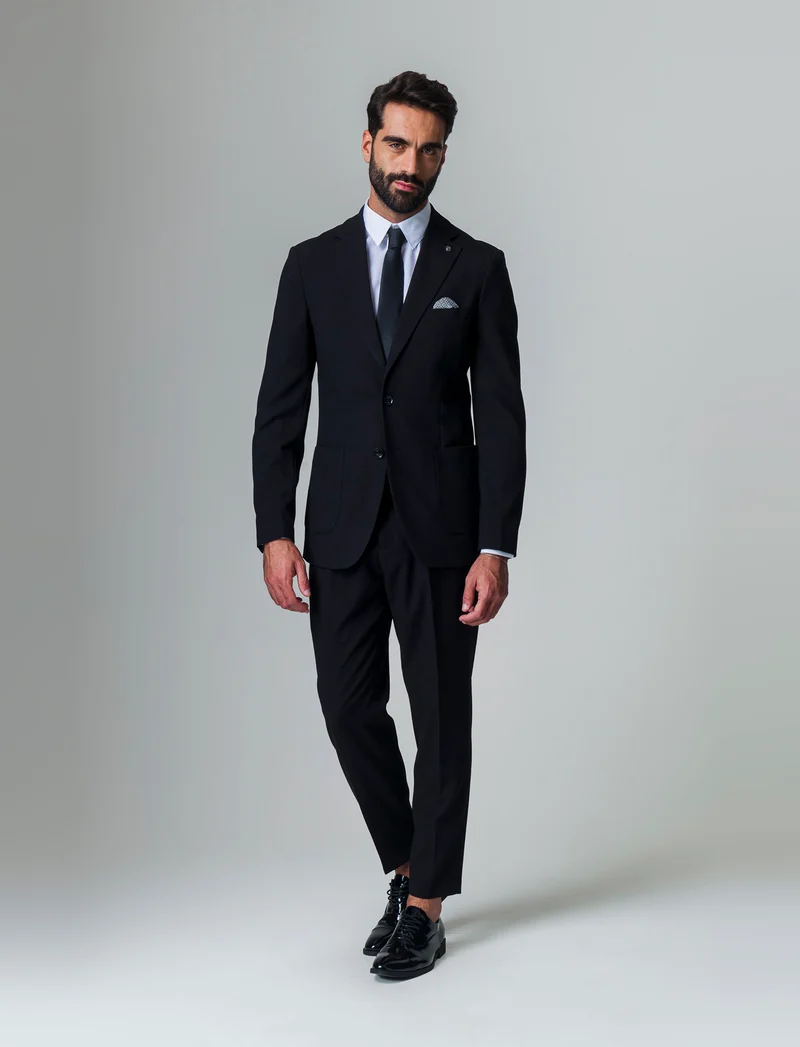 Blazer struttura micro waffel da completo da uomo - Blu