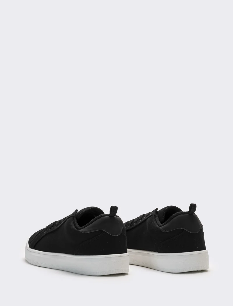 Sneakers da donna in canvas con riporti - Nero