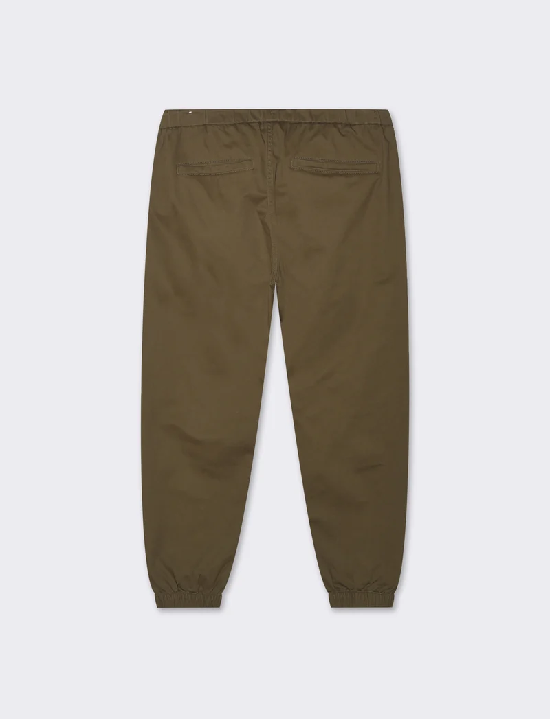 Pantaloni jogger in twill elasticizzato da uomo - Verde kaki