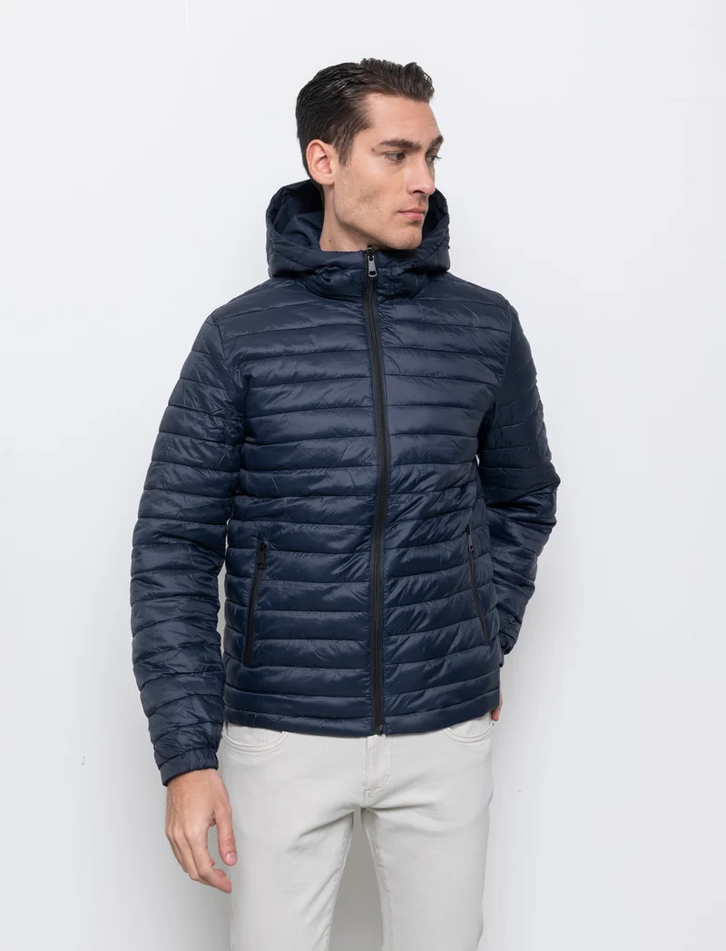 Giubbotto reversibile antivento con cappuccio da uomo - Blu