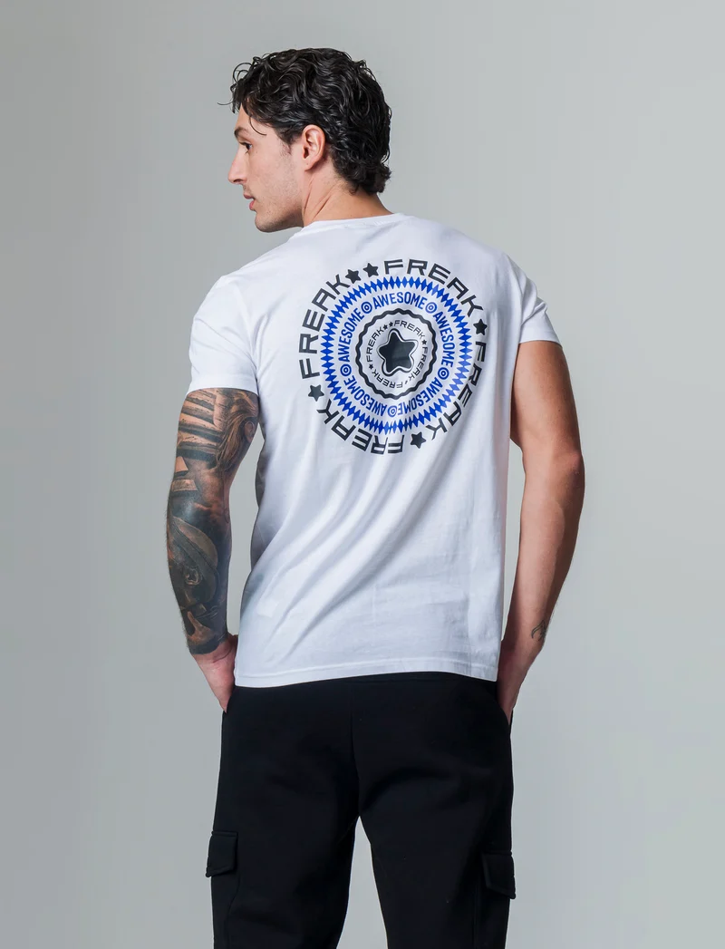 T-shirt in cotone con stampe regular fit da uomo - Bianco