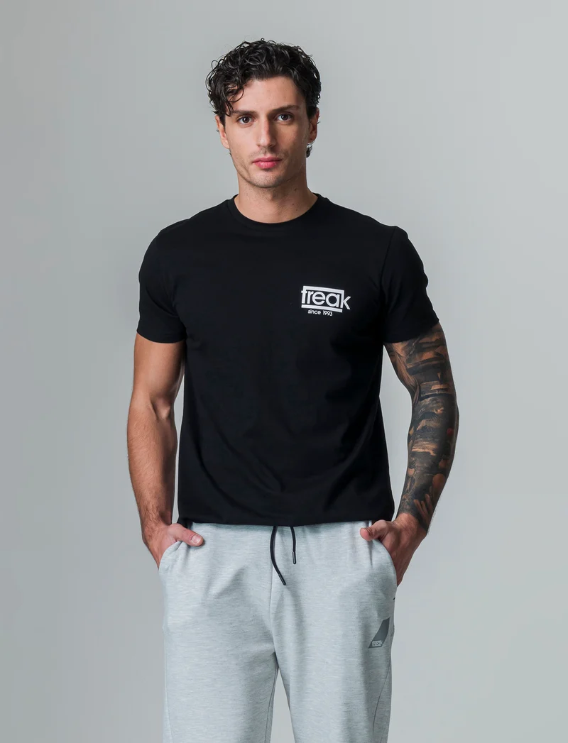 T-shirt in cotone con stampe regular fit da uomo - Nero