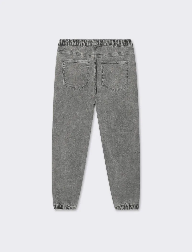 Jeans denim grigio con vita jogger e strappi da uomo - Grigio