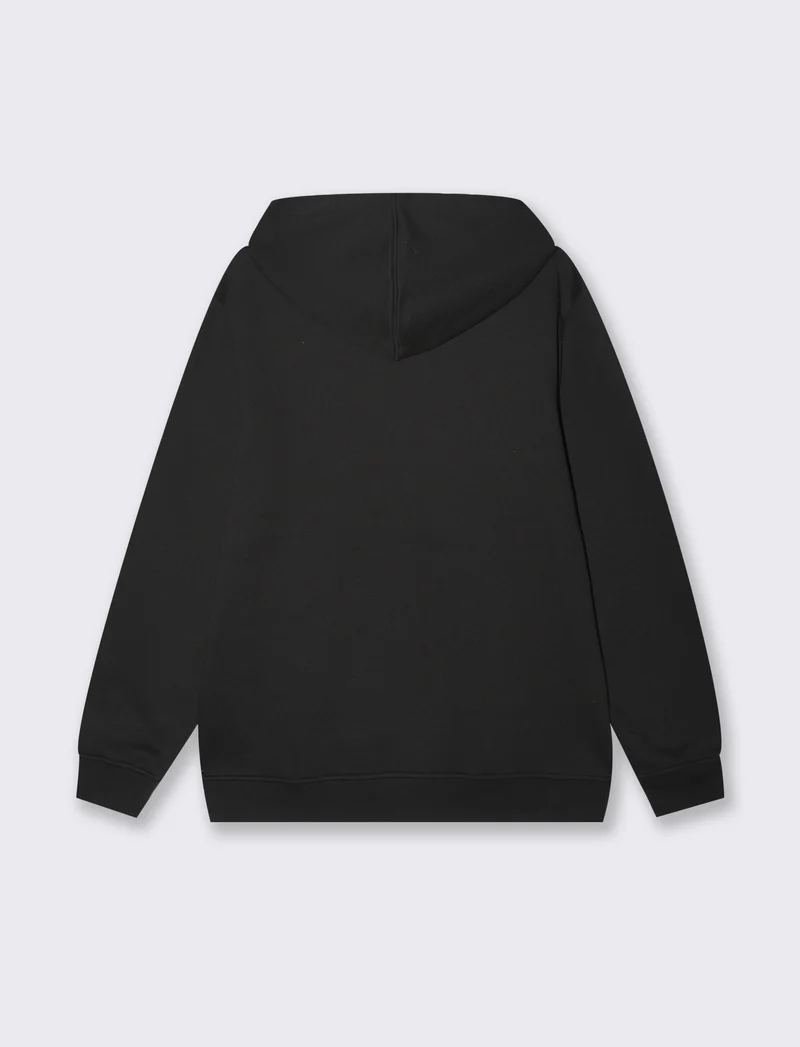 Felpa basic con cappuccio da uomo - Nero