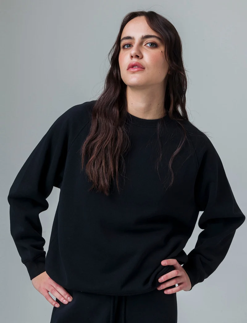 Felpa girocollo manica lunga da donna - Nero