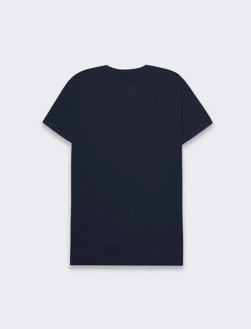 T-shirt basic in cotone elasticizzato slim fit da uomo - Blu
