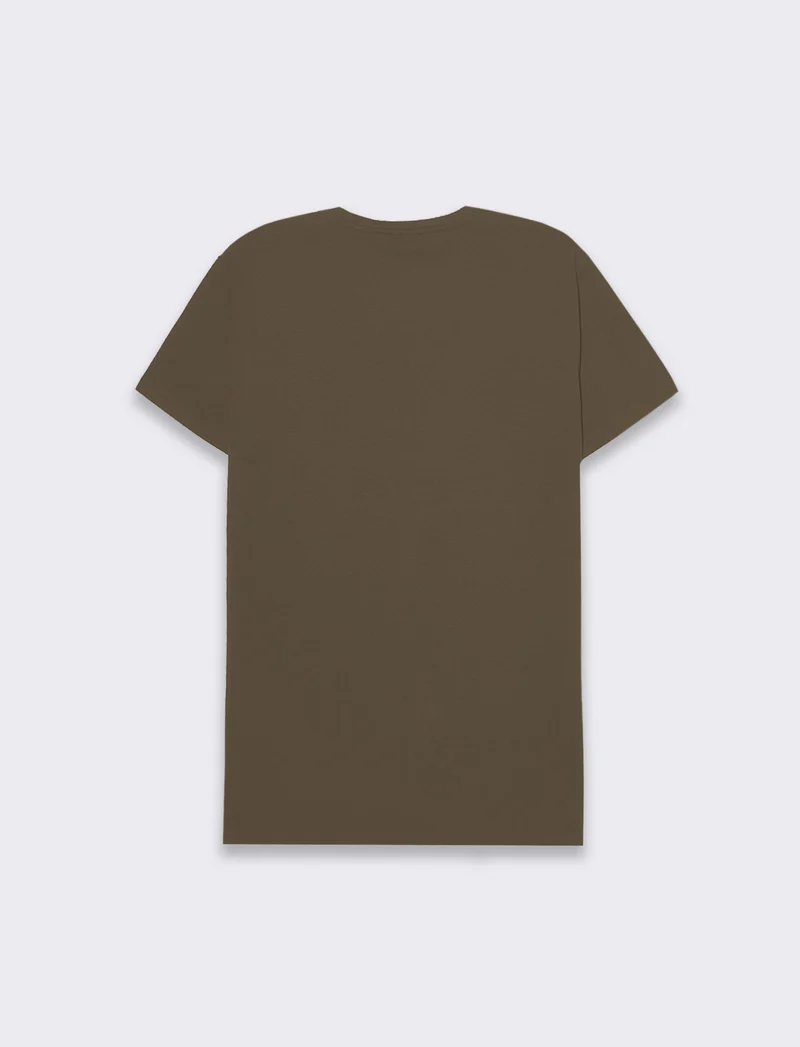 T-shirt basic in cotone elasticizzato slim fit da uomo - Verde kaki