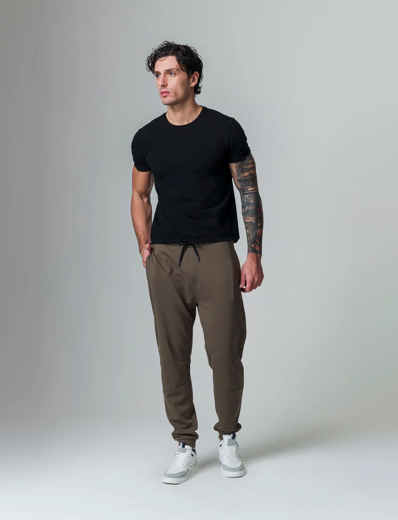 T-shirt basic in cotone elasticizzato slim fit da uomo - Nero