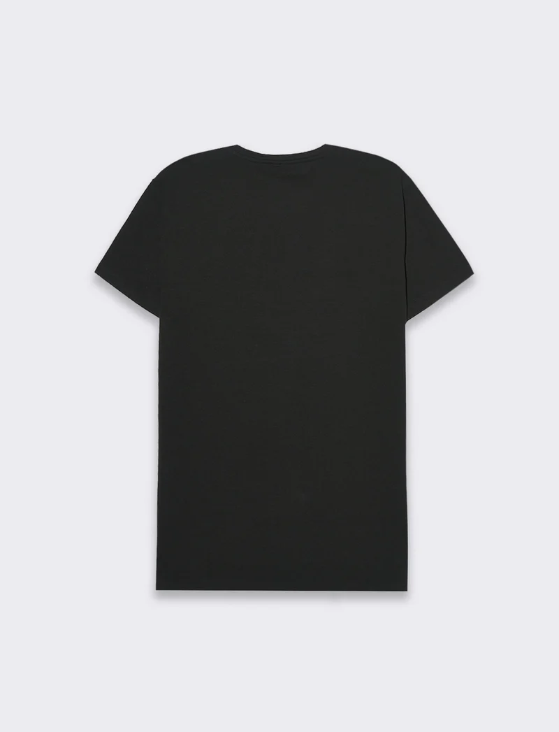 T-shirt basic in cotone elasticizzato slim fit da uomo - Nero