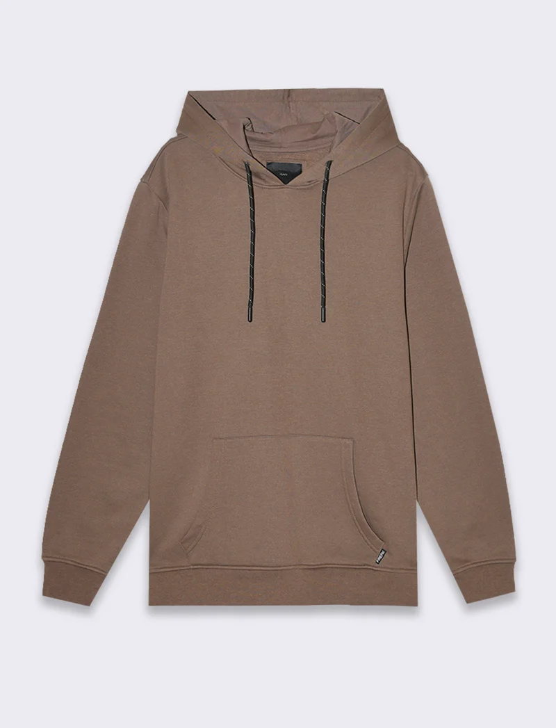 Felpa basic con cappuccio da uomo - Grigio fango