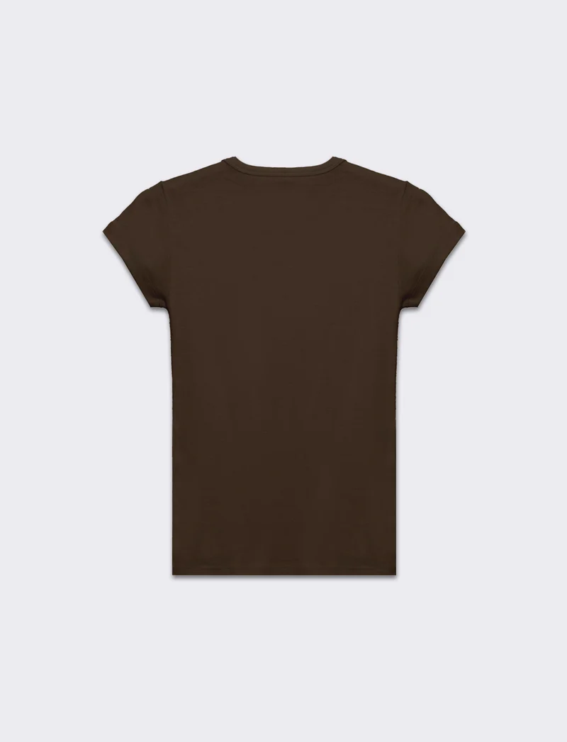 T-shirt basica manica corta da donna - Marrone tabacco