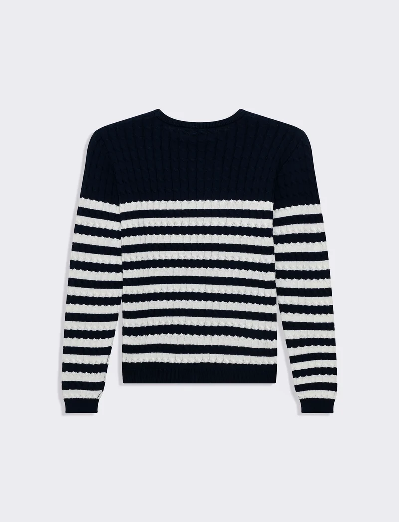 Maglia basica giro collo a trecce da donna - var 2