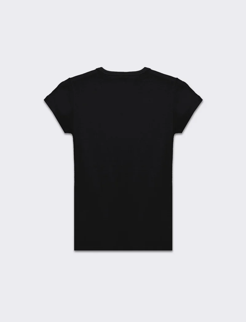 T-shirt basica manica corta da donna - Nero