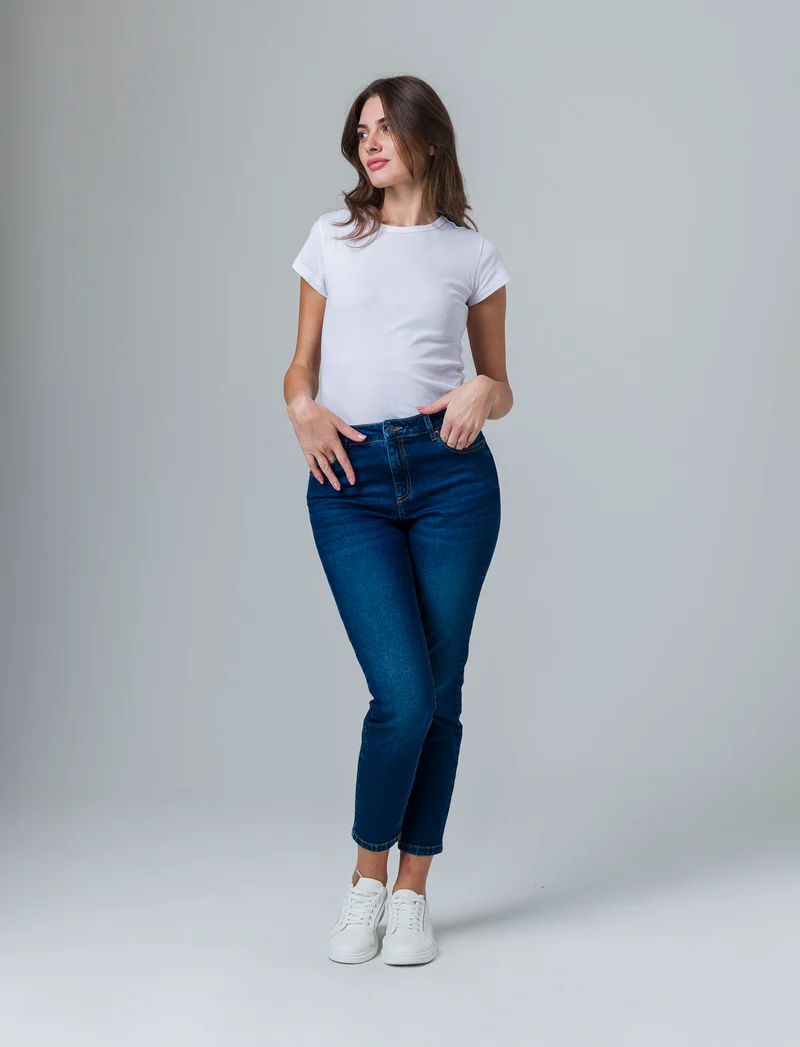 Low waist denim pants da donna - DENIM SCURO