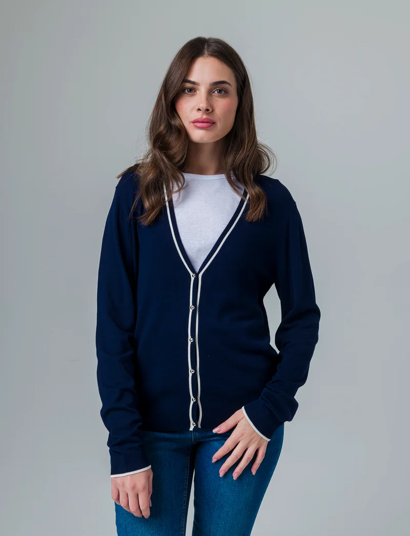 Cardigan manica lunga da donna - Blu