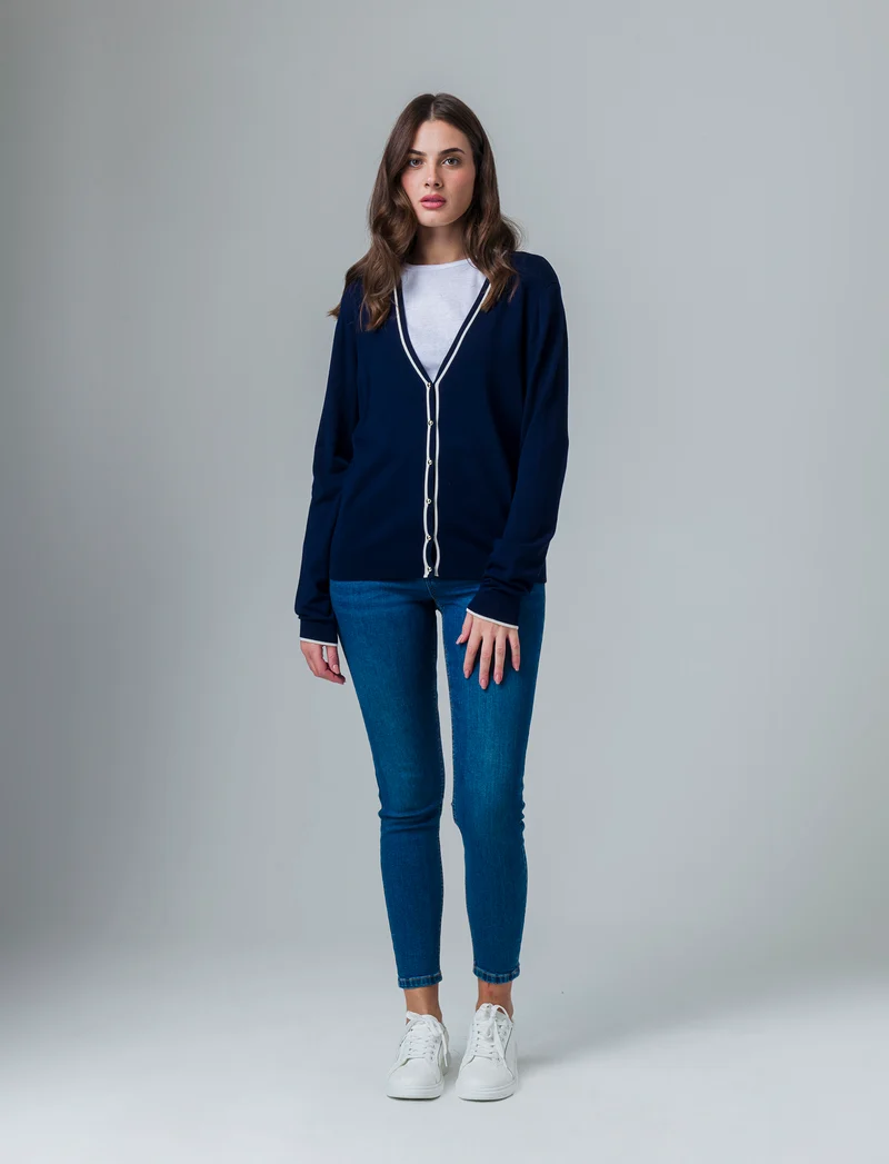 Cardigan manica lunga da donna - Blu