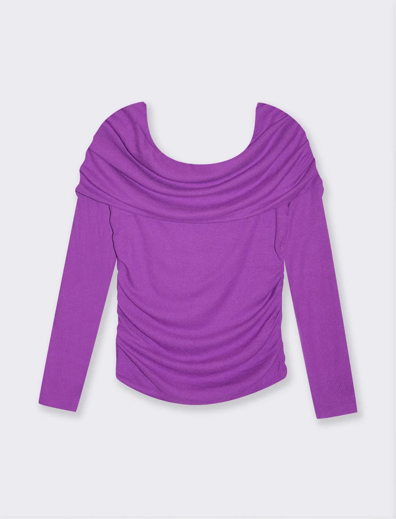 T-shirt off shoulder da donna - Viola