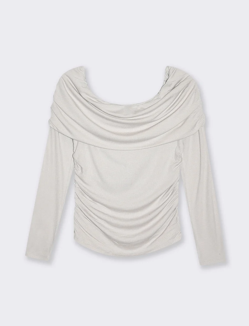 T-shirt off shoulder da donna - Sabbia
