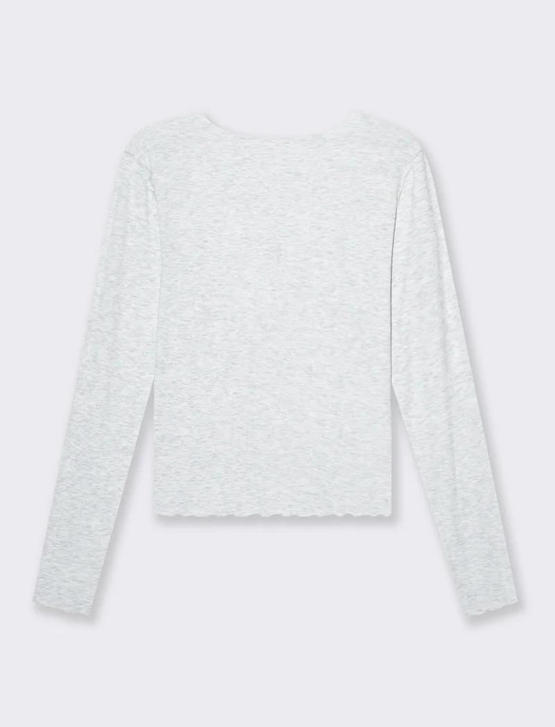 T-shirt a coste da donna - Grigio chiaro