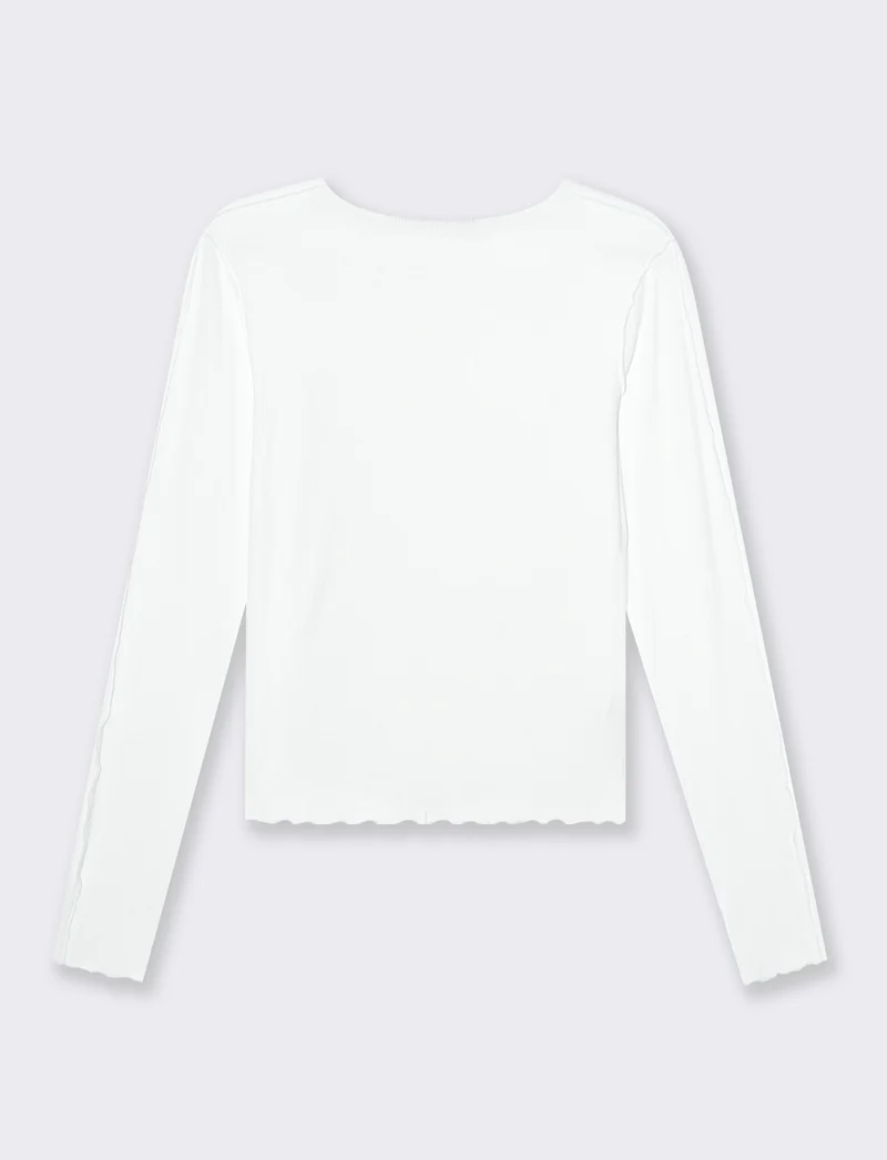 T-shirt a coste da donna - Bianco