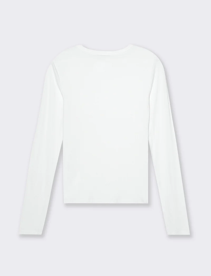T-shirt basica a coste da donna - Bianco