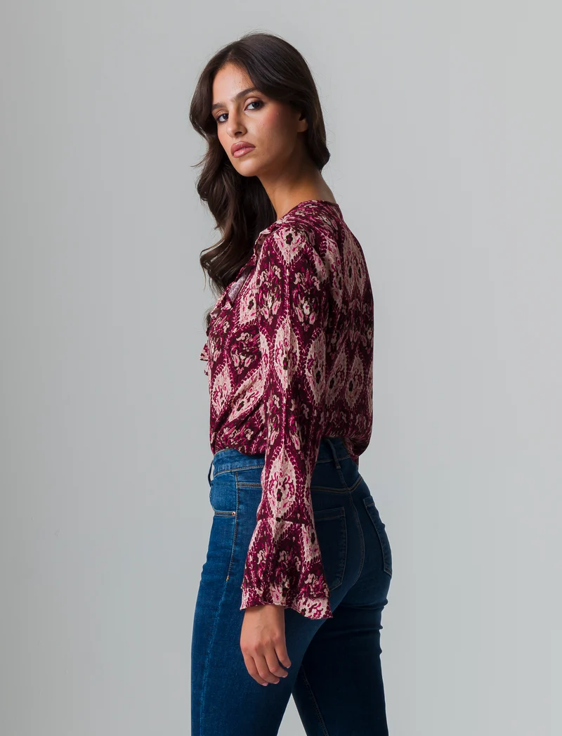 Casacca stampata con rouches da donna - var 2