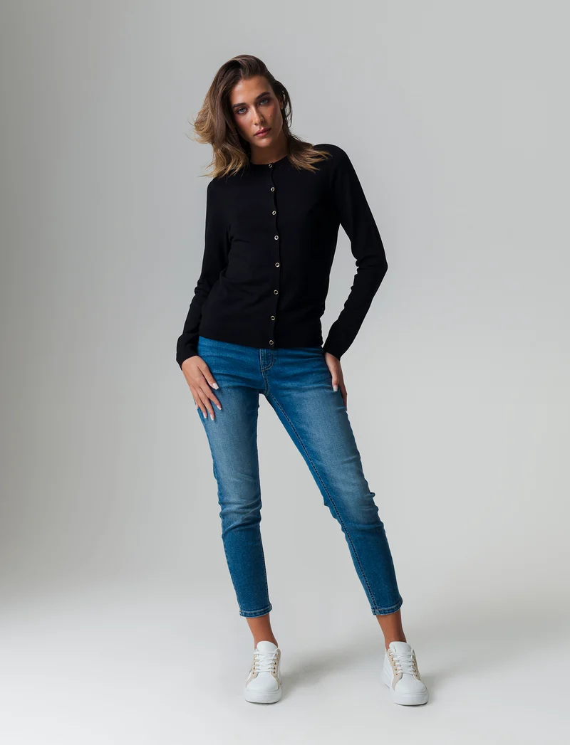 Cardigan basico da donna - Nero