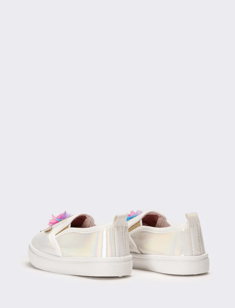 Slip-on unicorno da bambina - Bianco perla