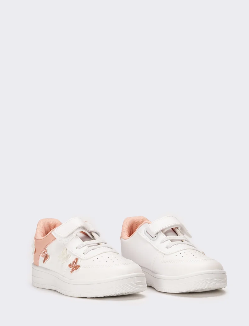 Sneakers con farfalle 3D da bambina - Bianco