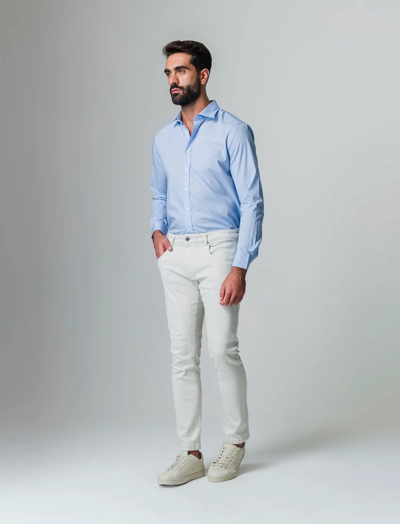 Camicia basic regular fit easy iron da uomo - Celeste
