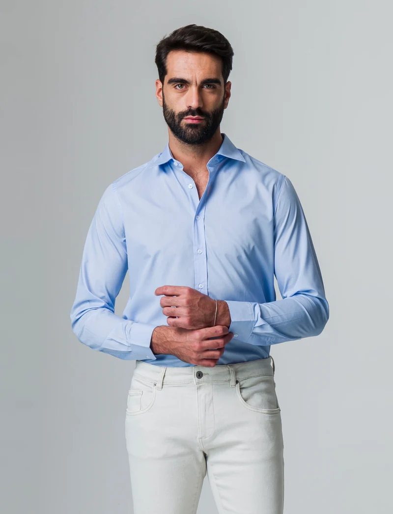 Camicia basic regular fit easy iron da uomo - Celeste