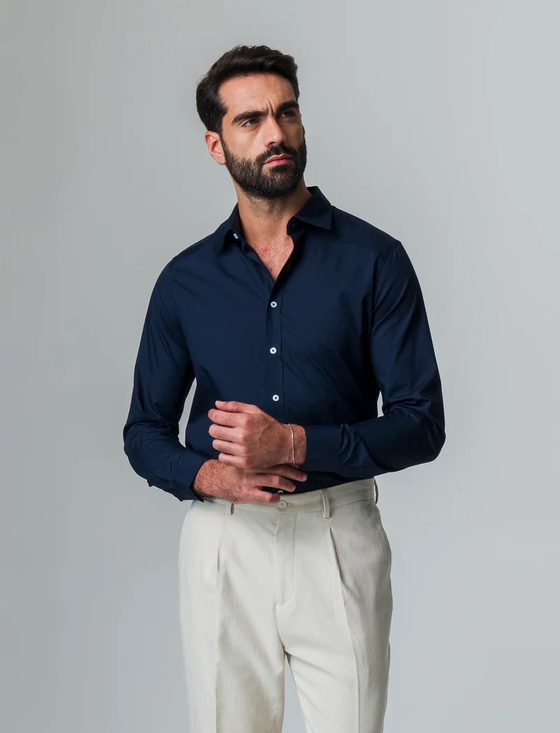 Camicia basic regular fit easy iron da uomo - Blu