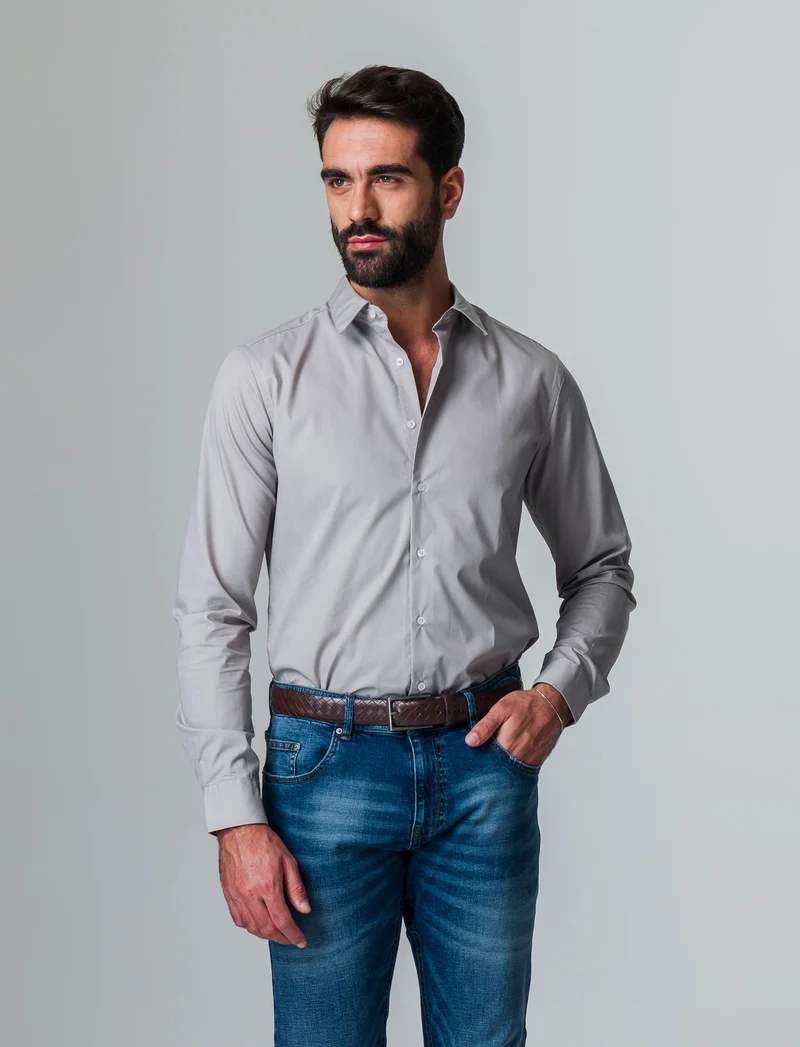 Camicia basic slim fit easy iron da uomo - Grigio