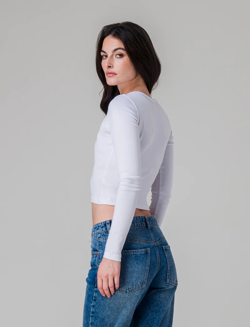 T-shirt crop manica lunga da donna - var 2