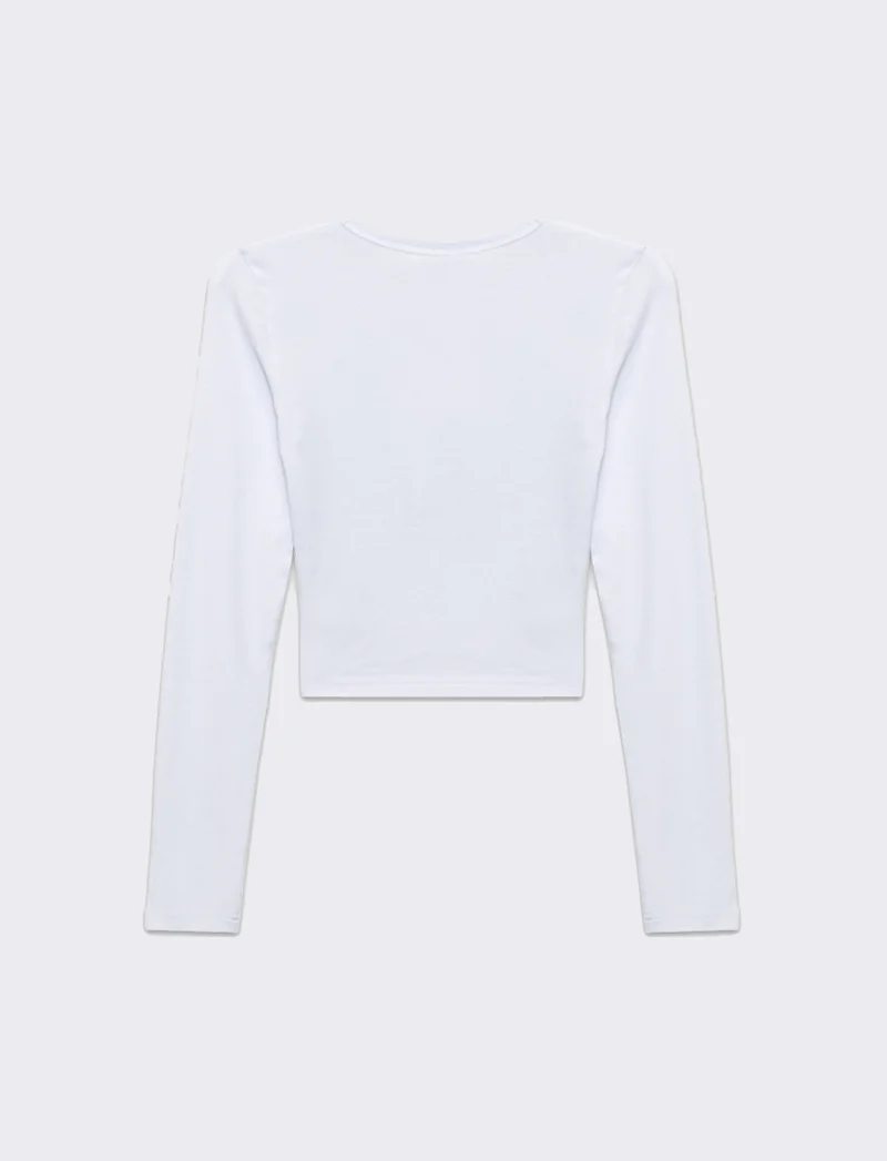 T-shirt crop manica lunga da donna - var 2