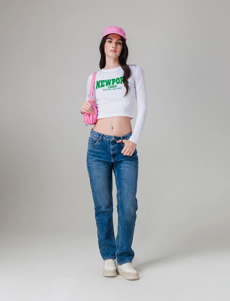 T-shirt crop manica lunga da donna - var 1
