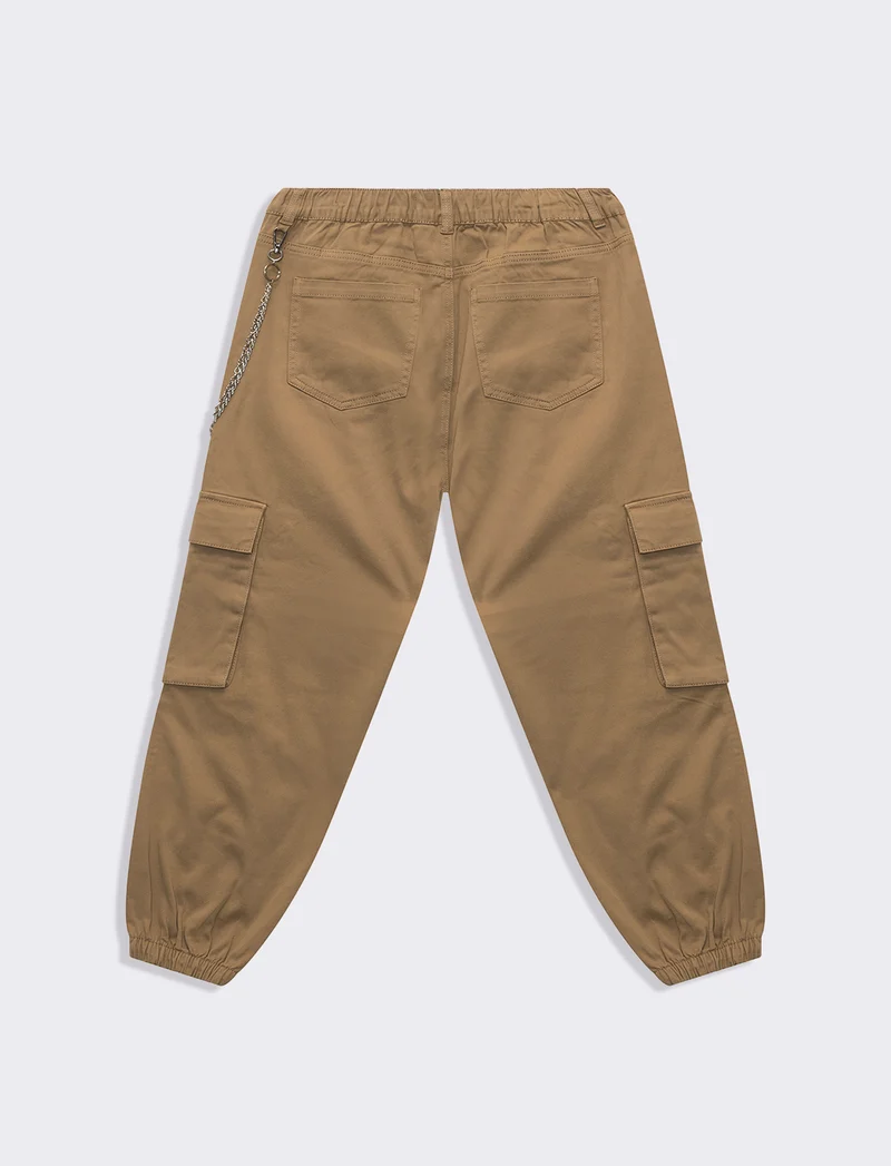 Pantalone con dettaglio catena da donna - Beige fieno